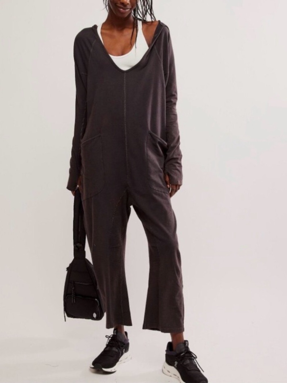 Free People FP Movement Hot Shot Long Sleeve V Hoodie oversized Onsie size M